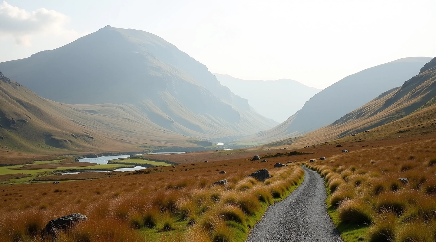 Mountain landscape in Slieve Bloom with rolling terrain and clear trails